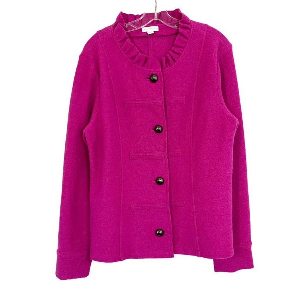 Charter Club‎ Pink Merino Wool Jacket Military Band Jacket Style - Size XL